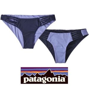 Patagonia Reversible Bikini Bottoms Bathing/Swim Suit, Navy/Lavender Sz XXS NWT